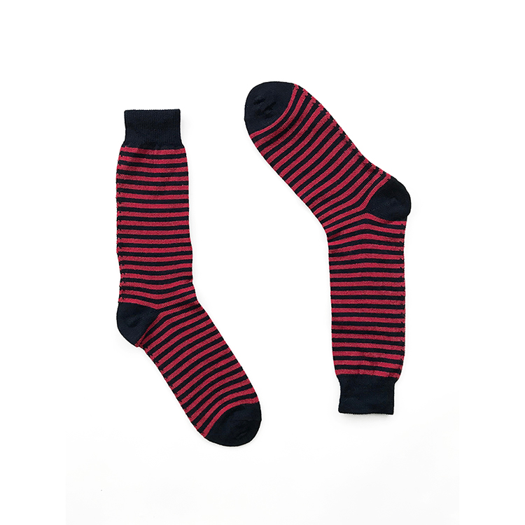 Red & Navy Stripes Alpaca Wool Socks